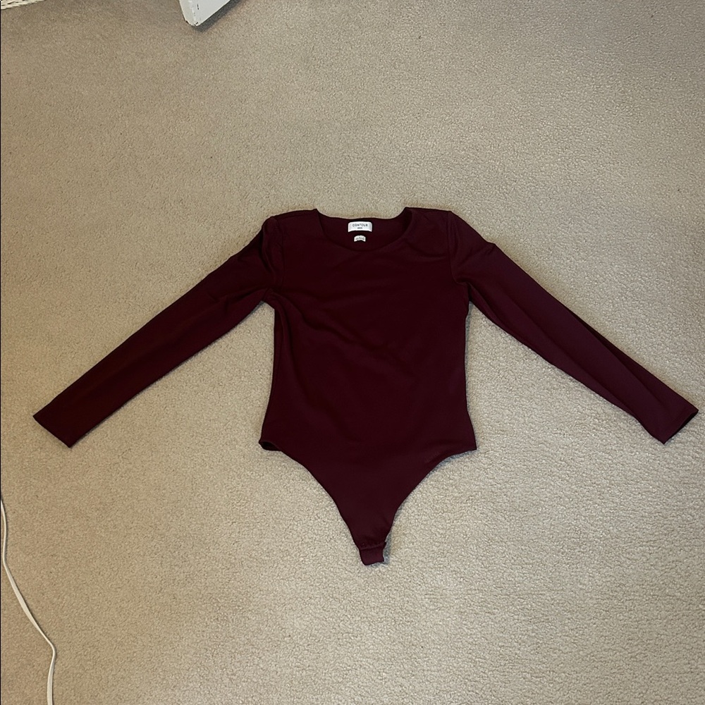 Aritzia Long-Sleeve Burgundy  One-Piece Bodysuit